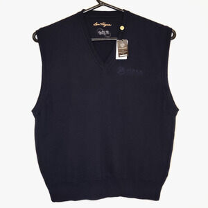 Ben Hogan Buick Invitational Mens Golf Sweater Vest XL Navy Blue Merino Wool NWT
